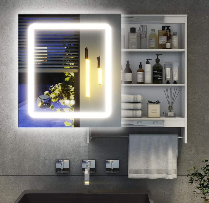 LED Bathroom Mirror with Lights 20"x 26", Anti-Fog LED Vanity Mirror, Bathroom Cabinet Wall Mounted, Stepless Dimmable Lighted Mirrors for Bathroom Wall, White