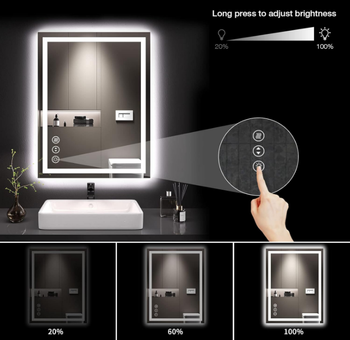 24X32 LED Bathroom Mirror with Lights, Anti-Fog, Dimmable, Backlit + Front Lit, Lighted Bathroom Vanity Mirror for Wall, Memory Function, Tempered Glass, Shatter-Proof, ETL Listed
