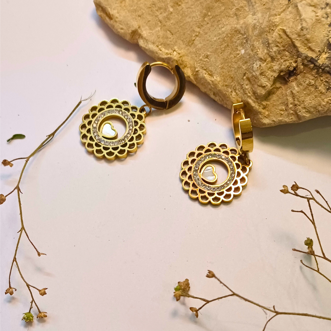 Golden Radiance Mandala Earrings
