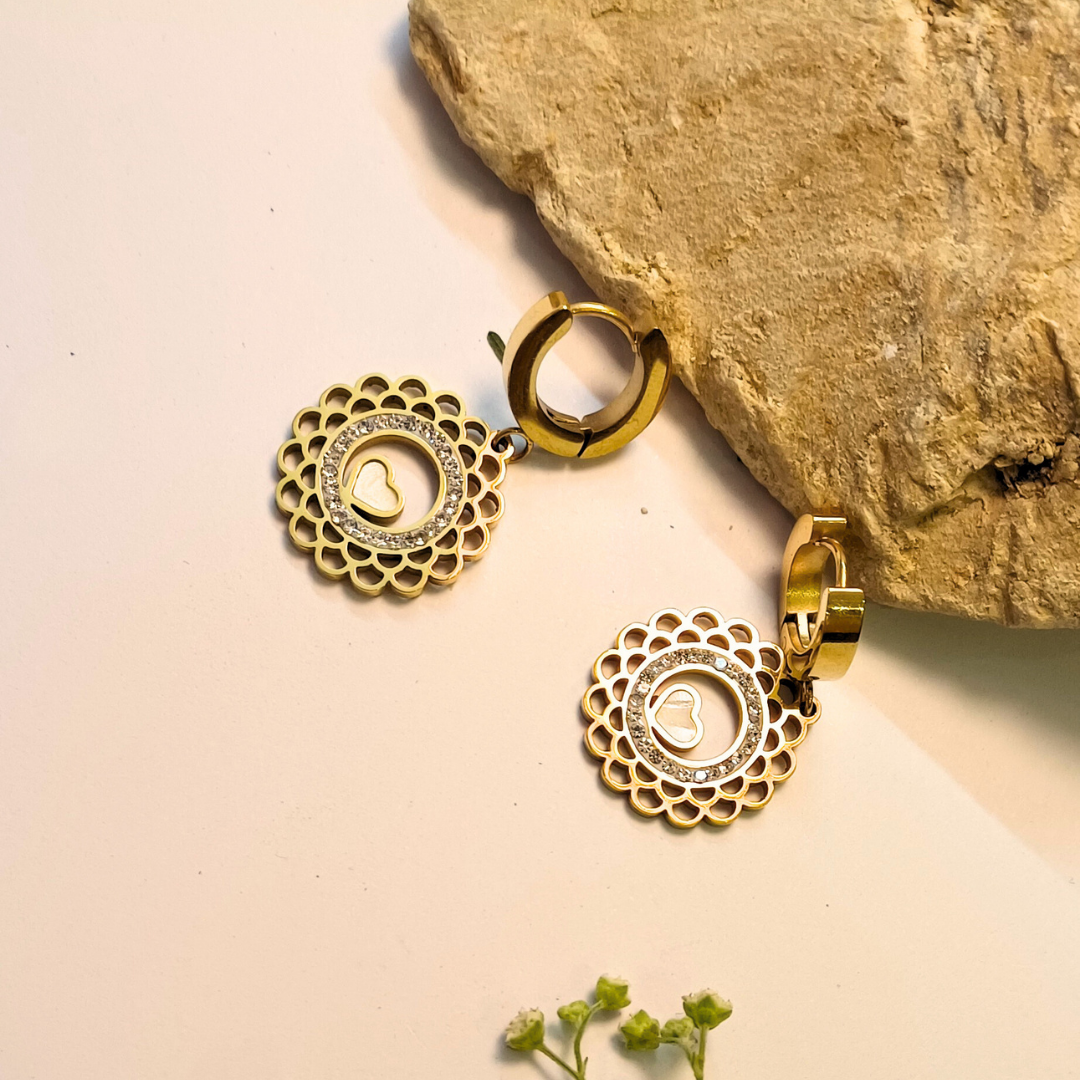 Golden Radiance Mandala Earrings