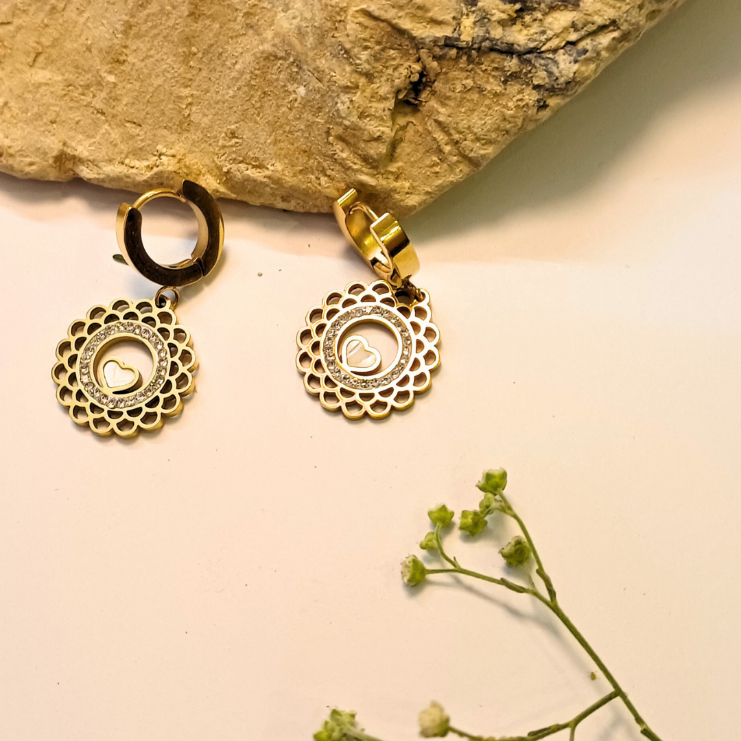Golden Radiance Mandala Earrings