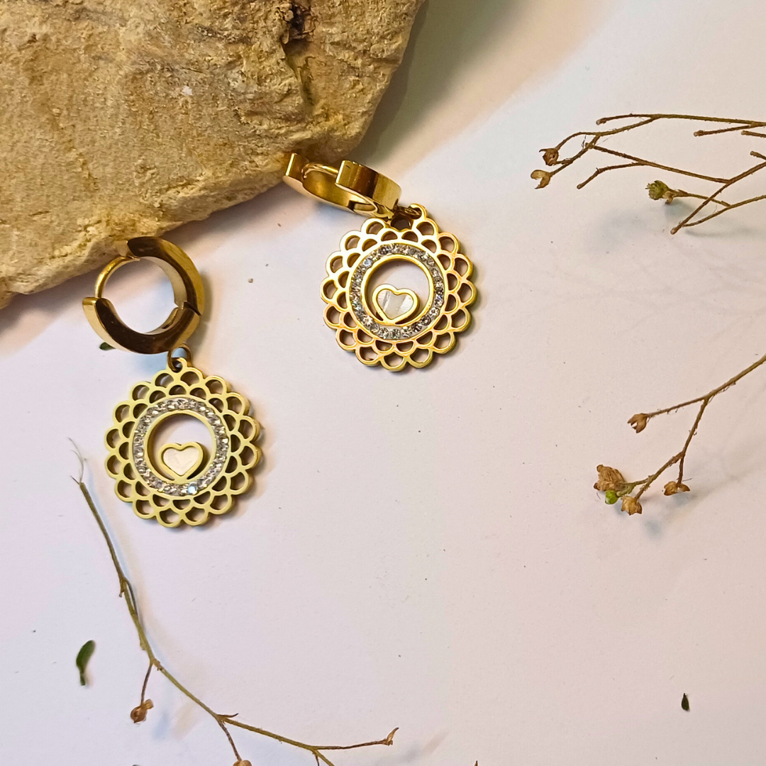Golden Radiance Mandala Earrings