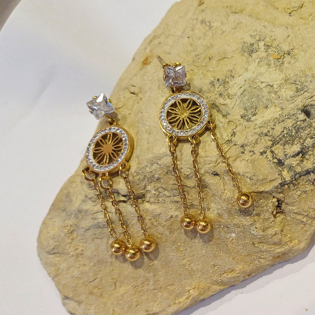 Sun Wheel Dangle Earrings