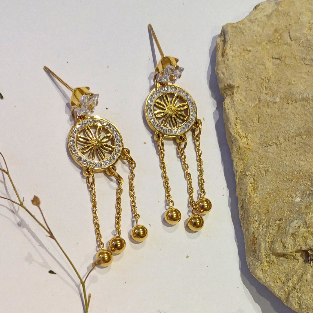 Sun Wheel Dangle Earrings