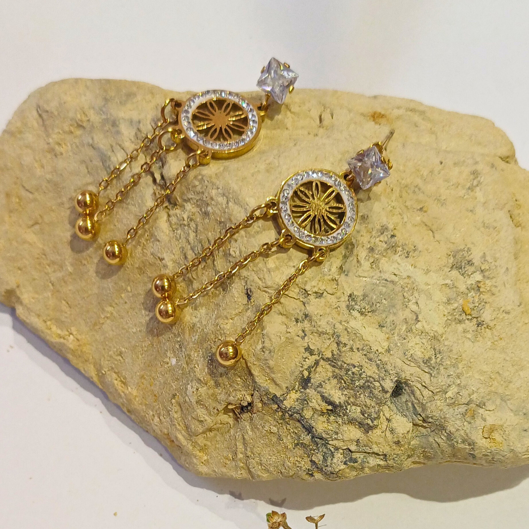 Sun Wheel Dangle Earrings