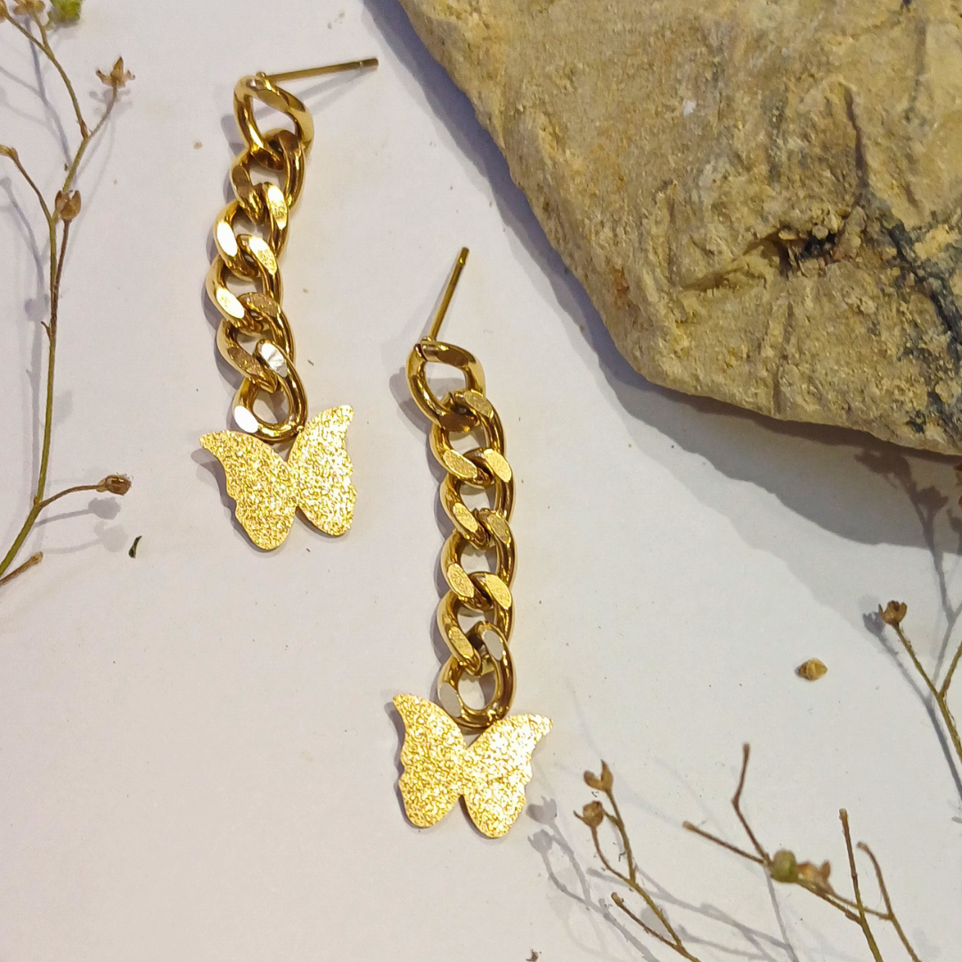 Whimsical Butterfly Chain Drop Earrings