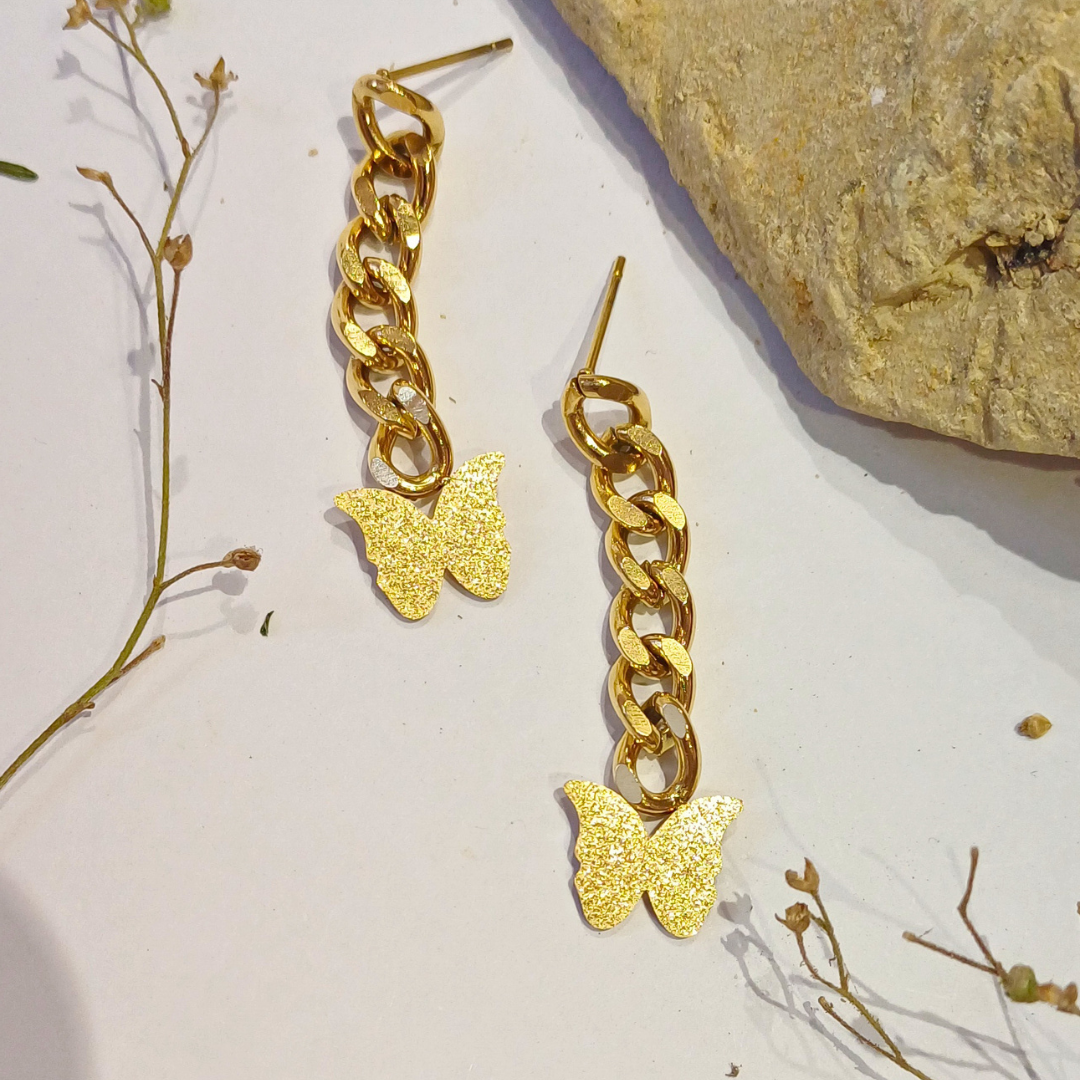 Whimsical Butterfly Chain Drop Earrings