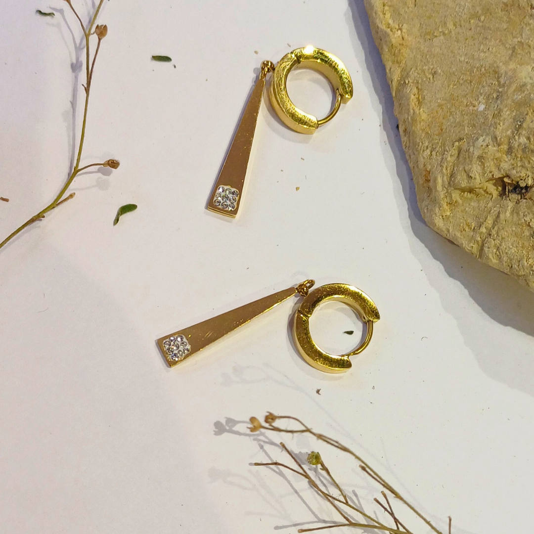 ModernDangle Earrings with Crystal Accents