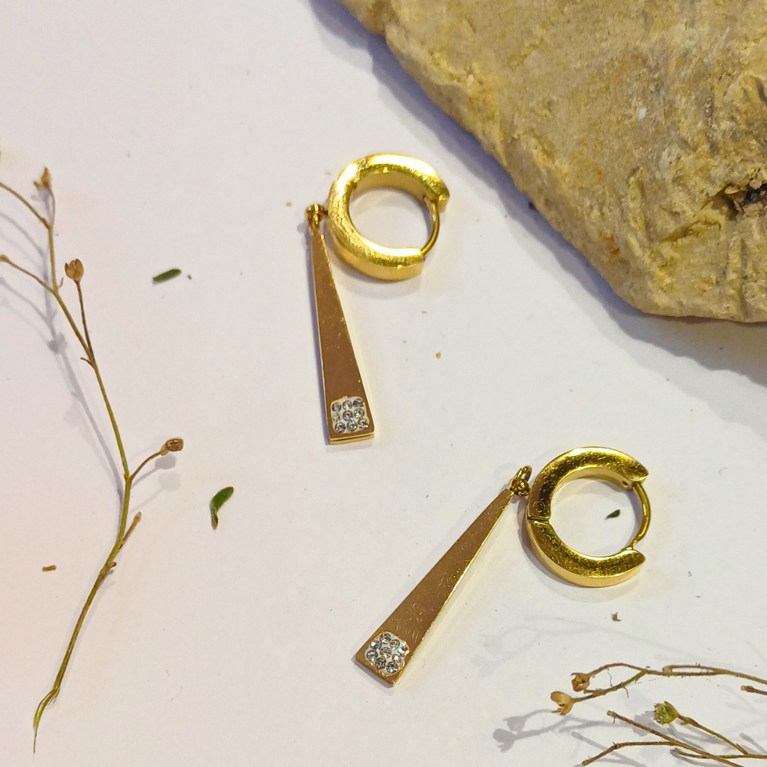 ModernDangle Earrings with Crystal Accents