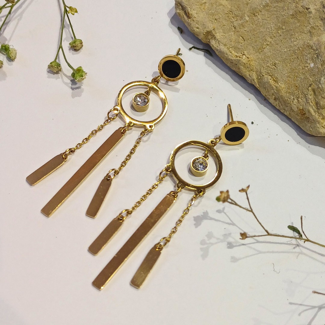 Glamour Circle & Bar Dangle Earrings