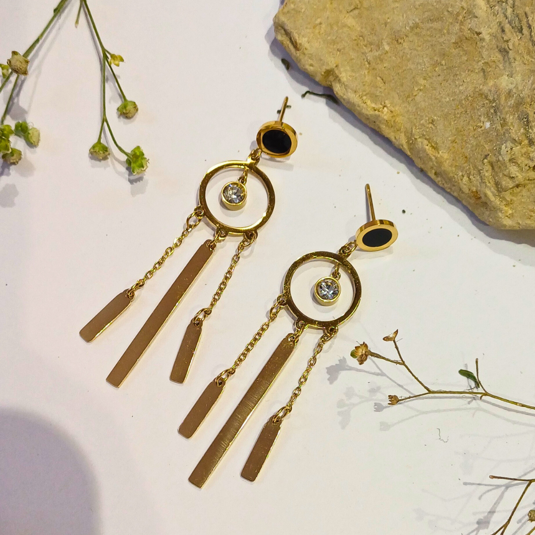 Glamour Circle & Bar Dangle Earrings