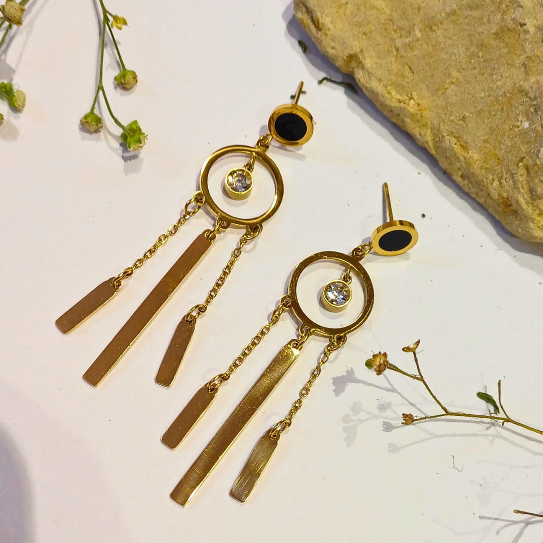 Glamour Circle & Bar Dangle Earrings