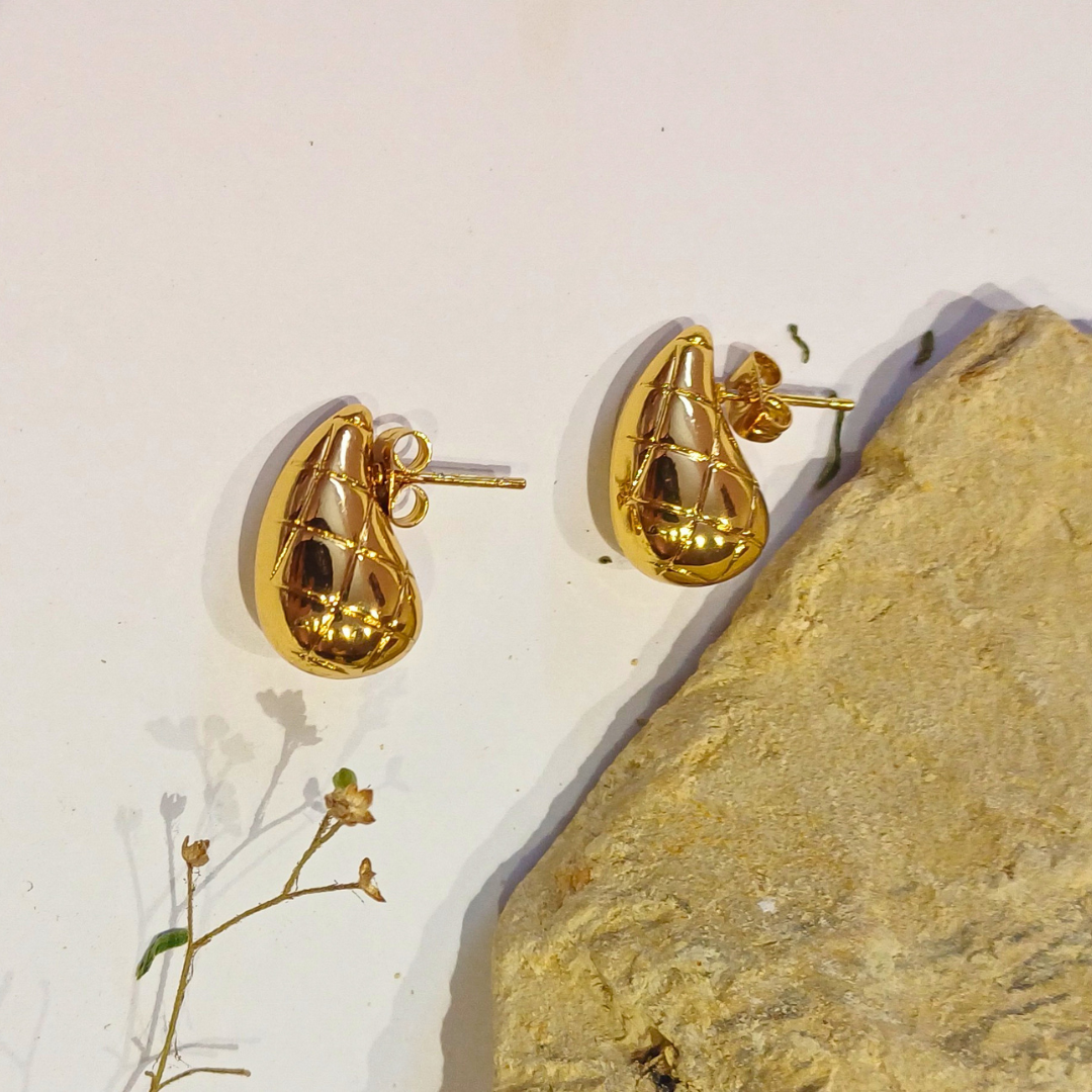 Golden Whispers Abstract Drop Earrings
