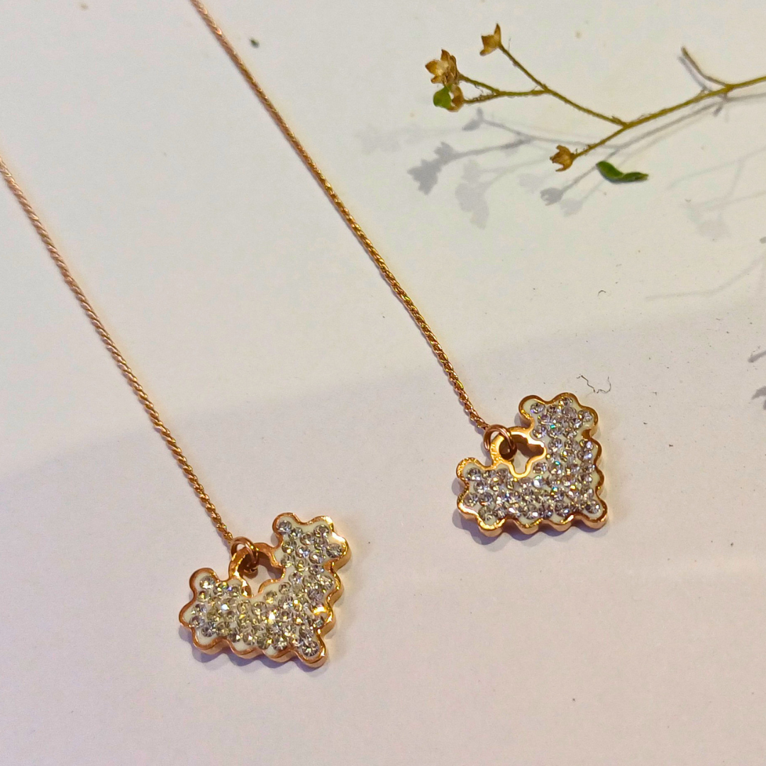 Sparkling Puzzle Piece Drop Earrings