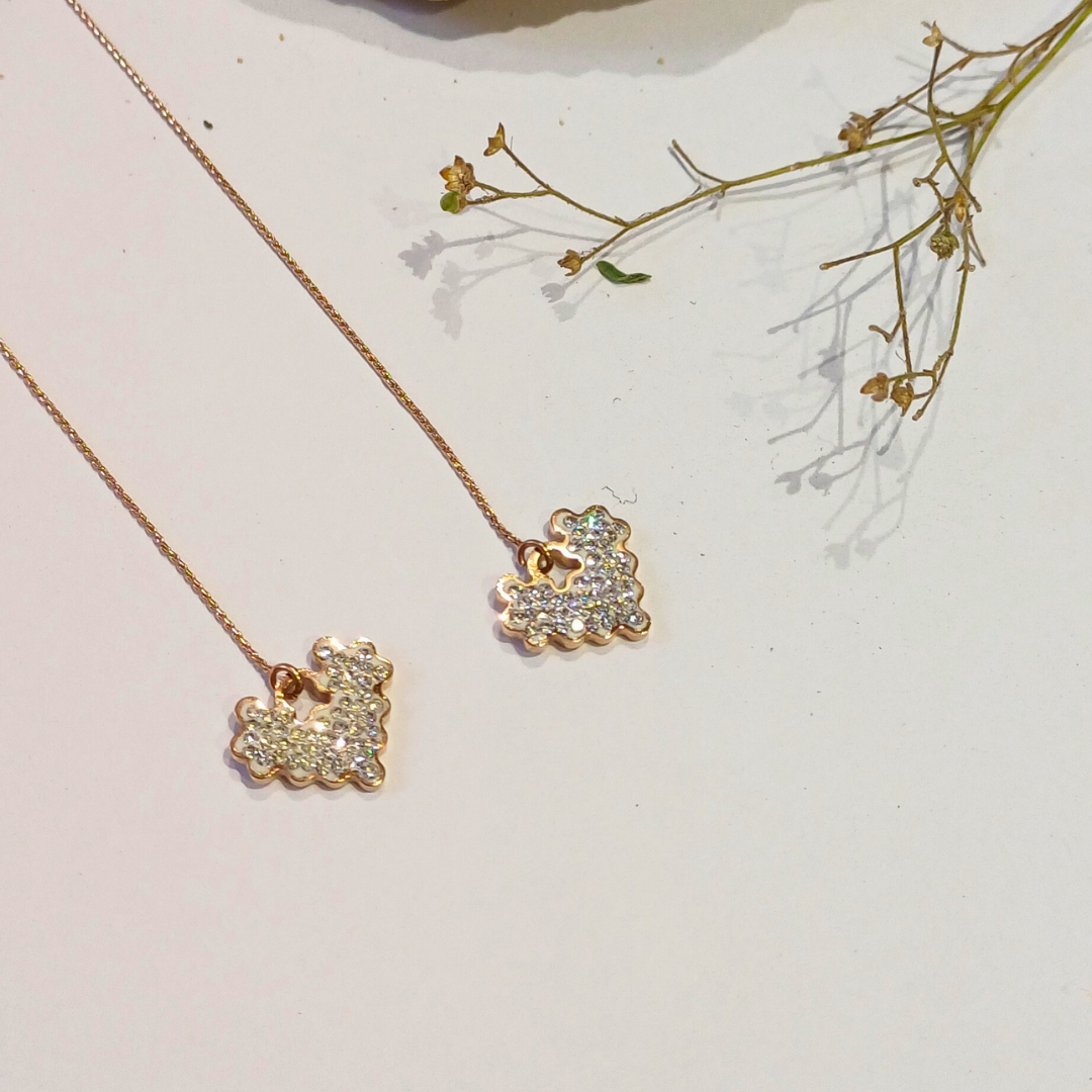 Sparkling Puzzle Piece Drop Earrings