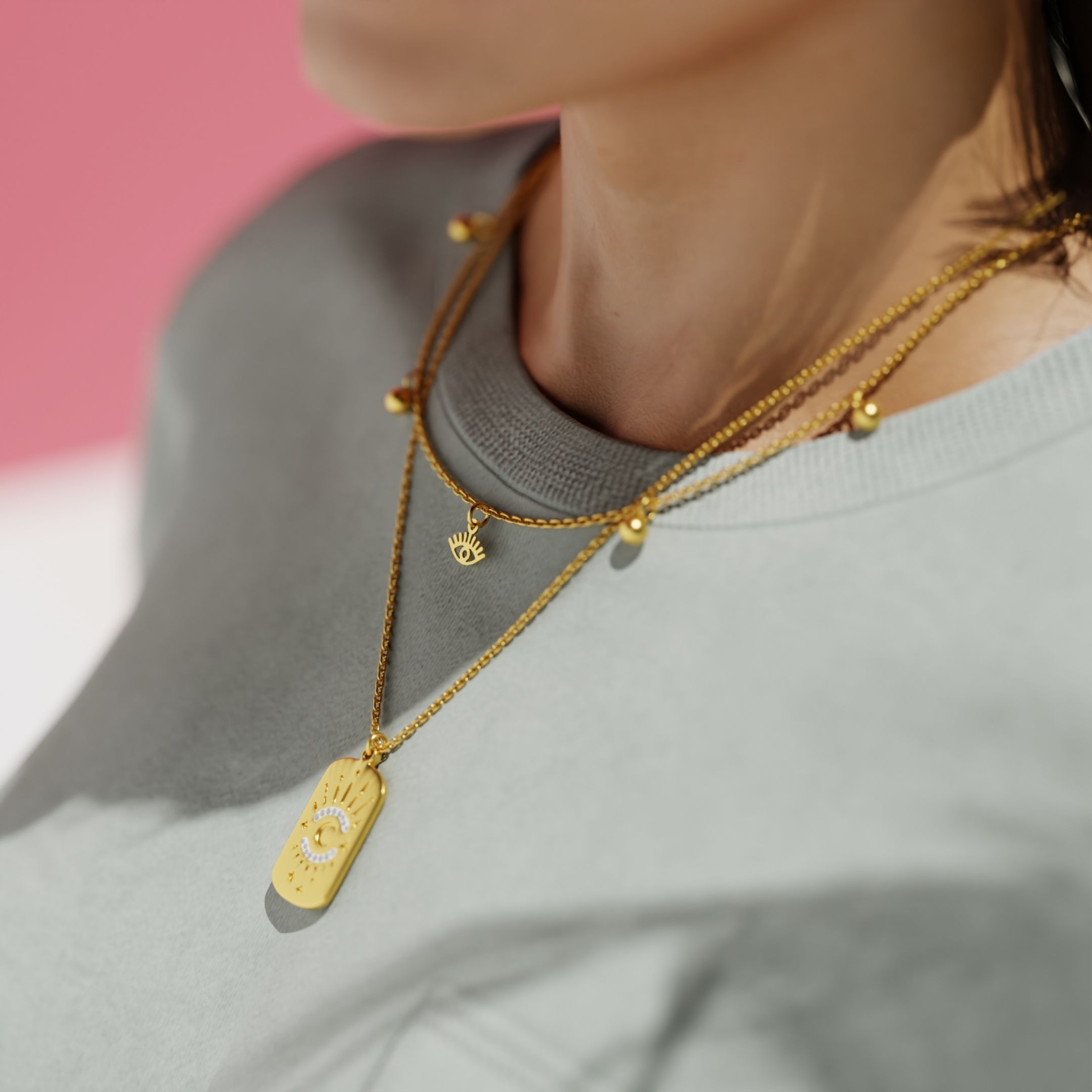 Moon & Star Sun Pendent