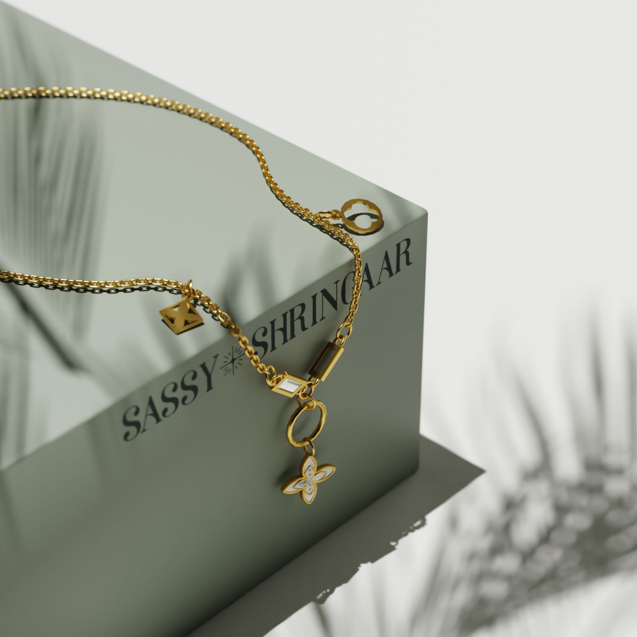 Crystal Charm Clover Necklace