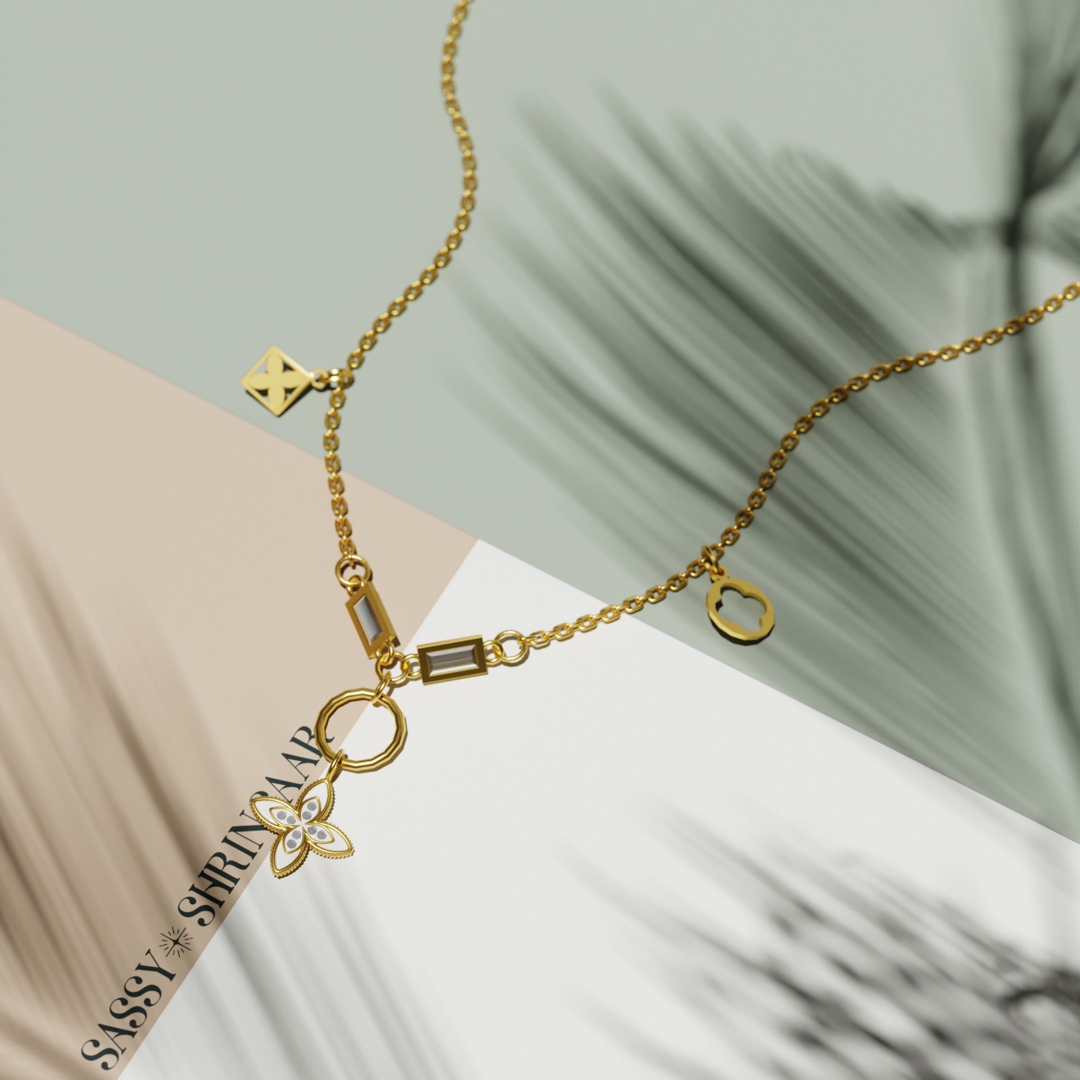 Crystal Charm Clover Necklace