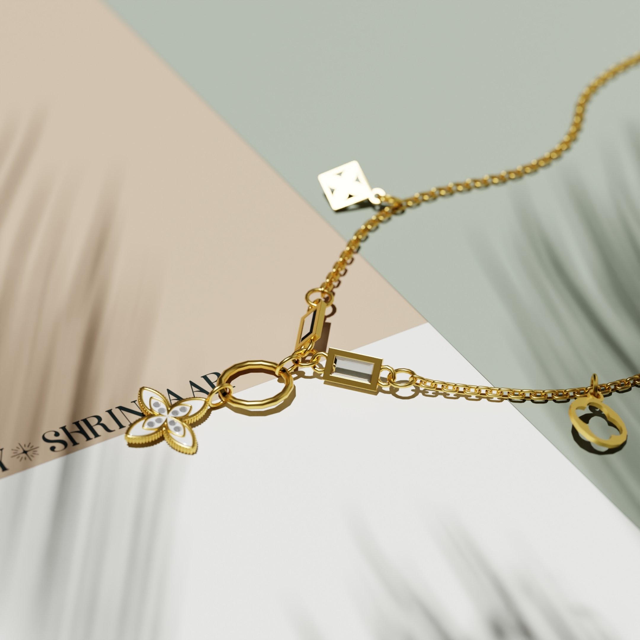 Crystal Charm Clover Necklace