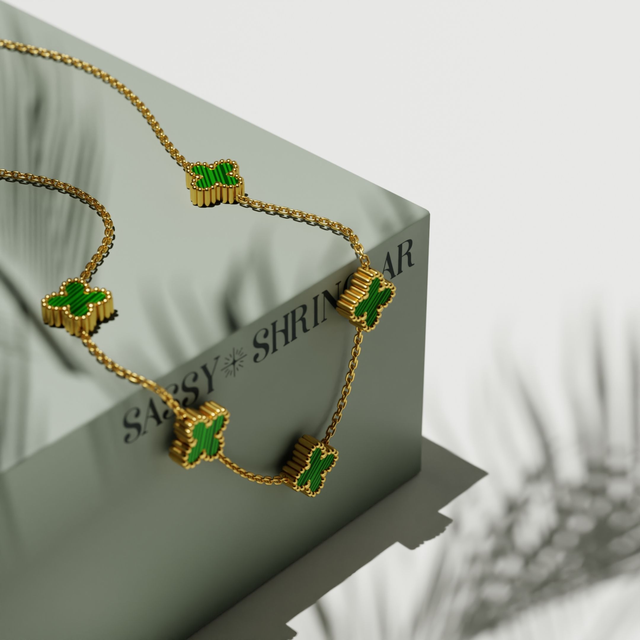 Emerald Clover Charm Necklace
