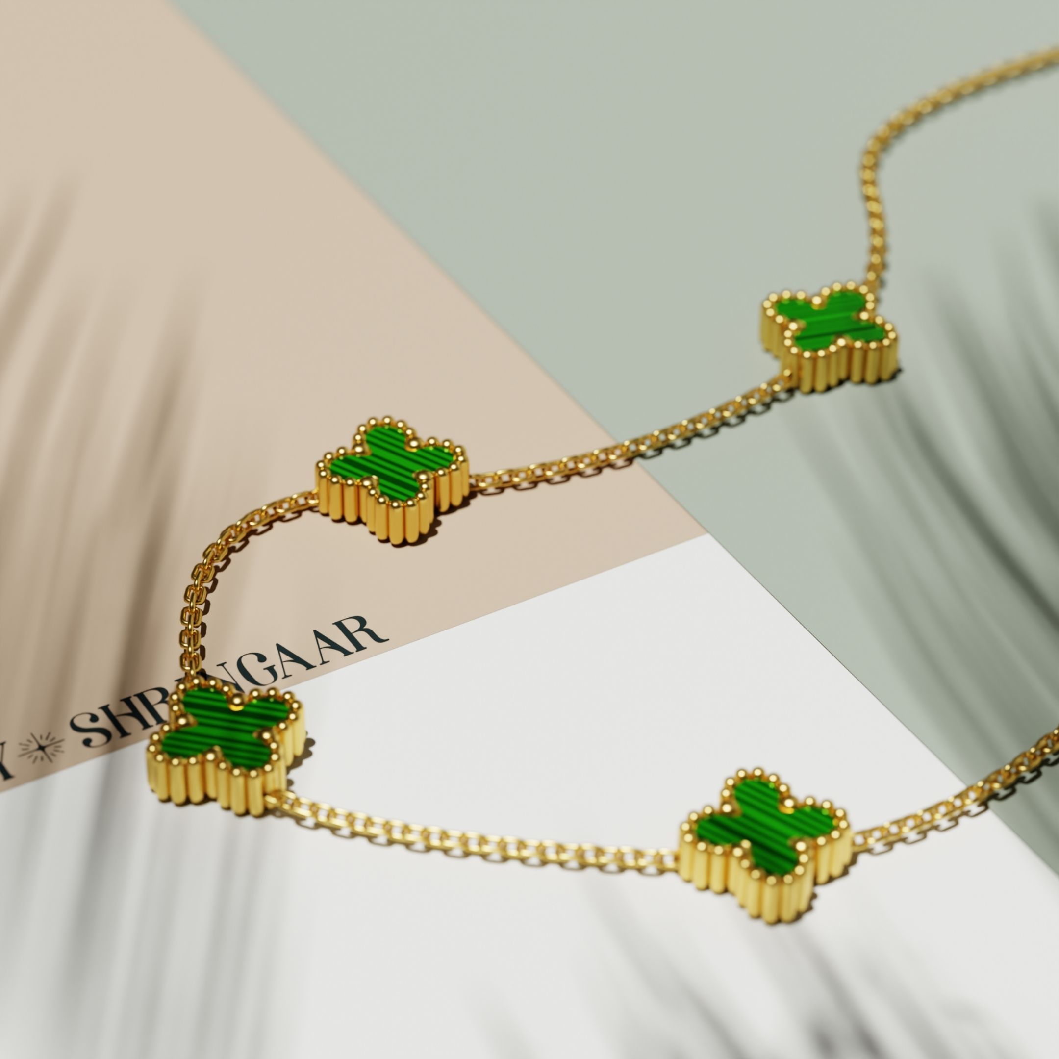 Emerald Clover Charm Necklace