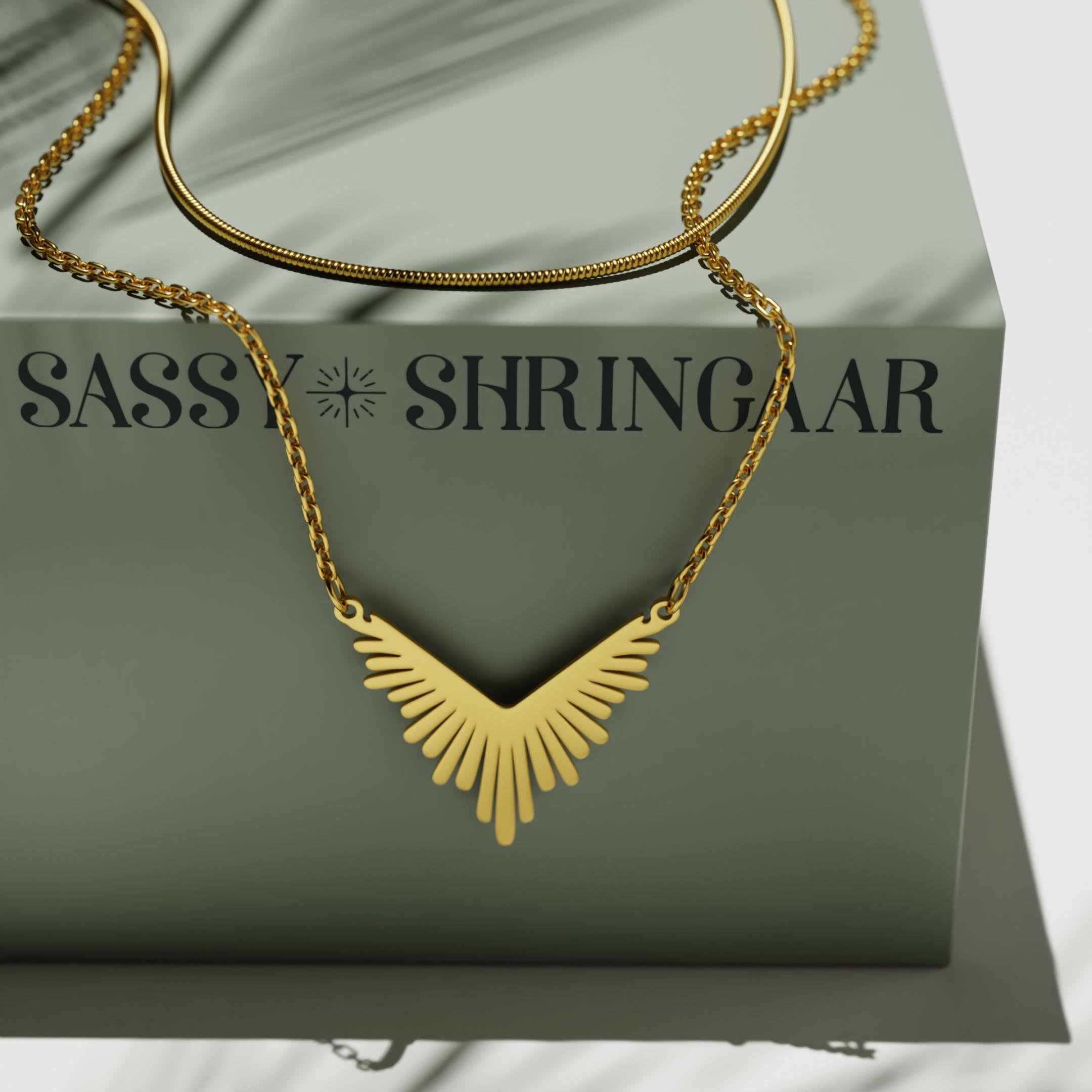 Golden Radiance Winged Necklace