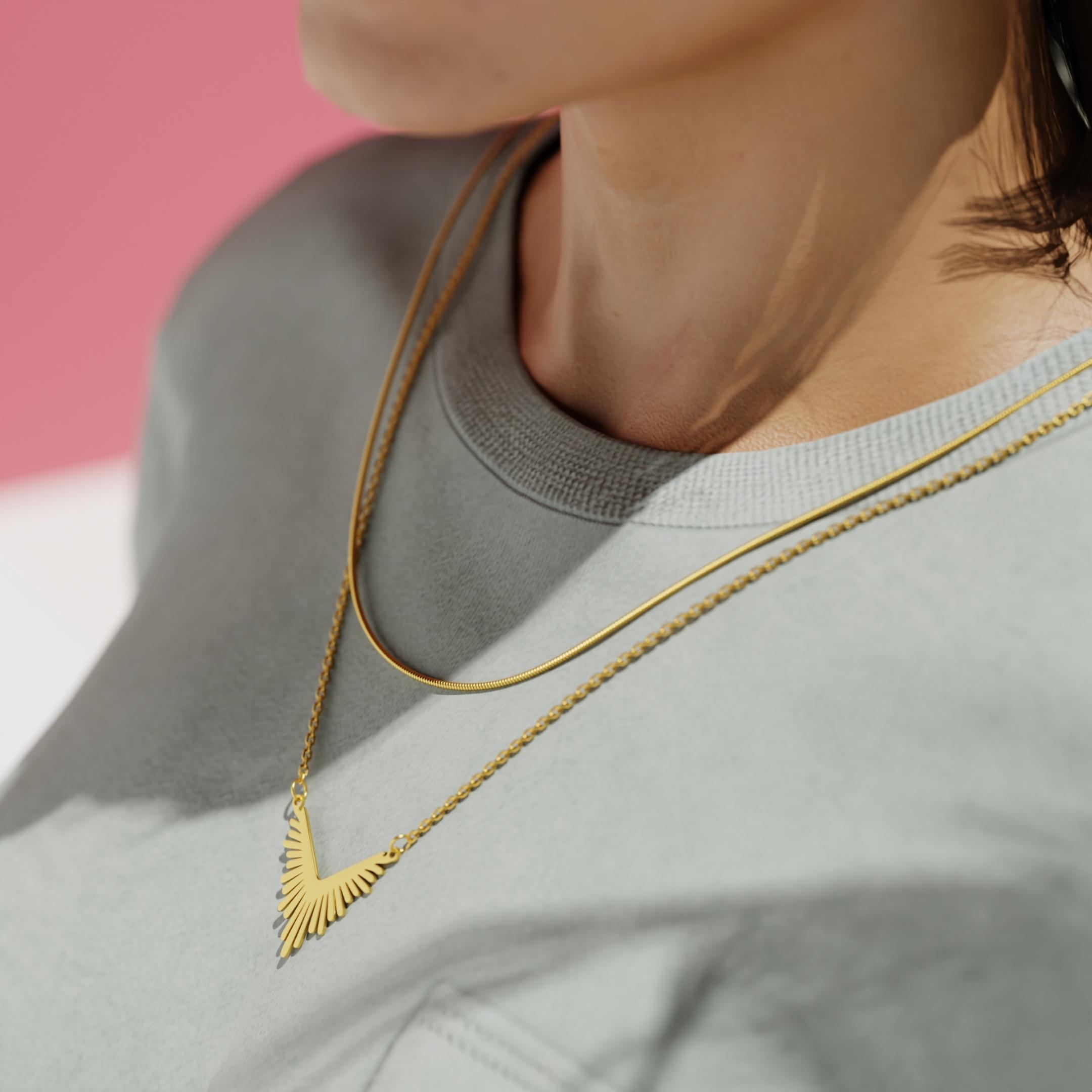 Golden Radiance Winged Necklace