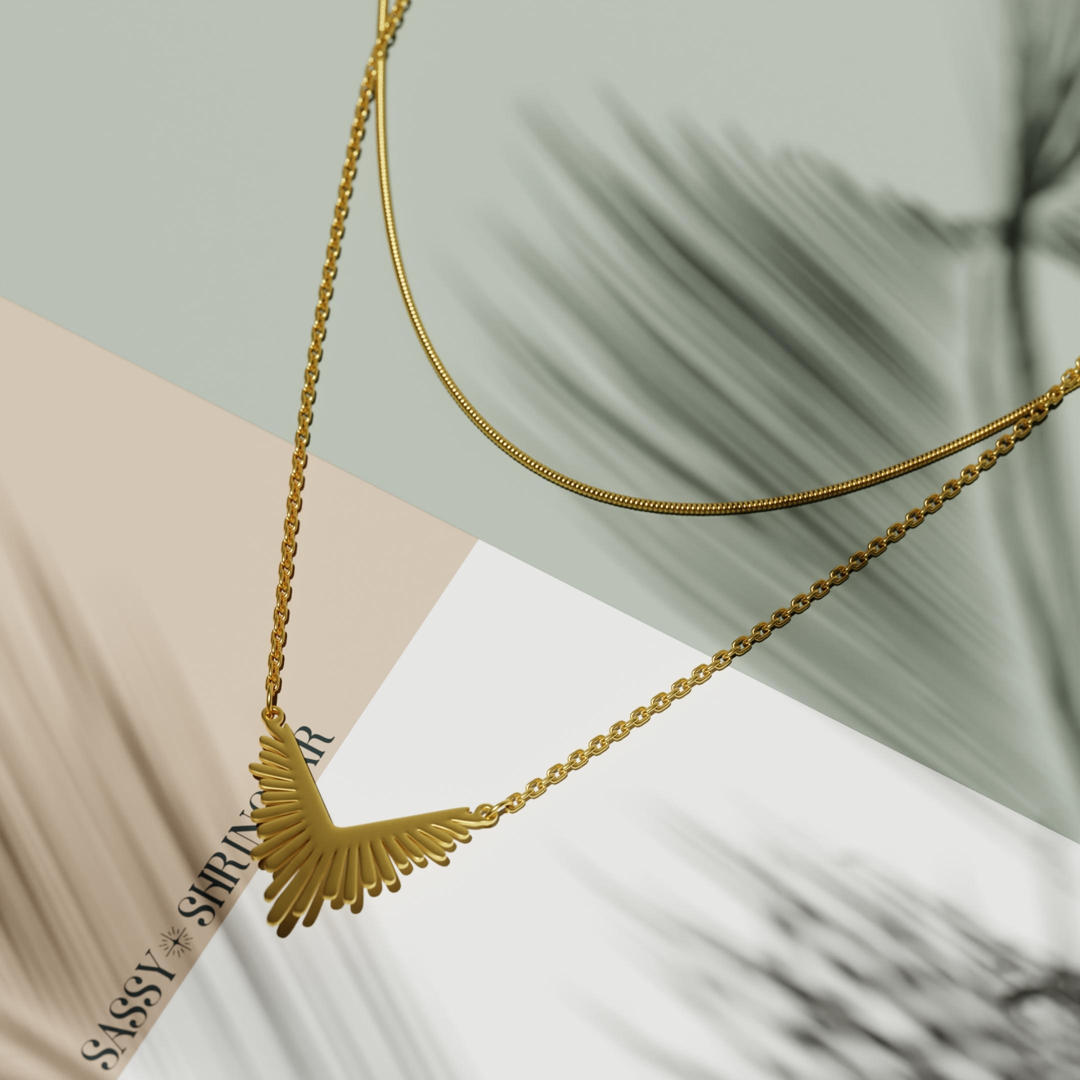 Golden Radiance Winged Necklace