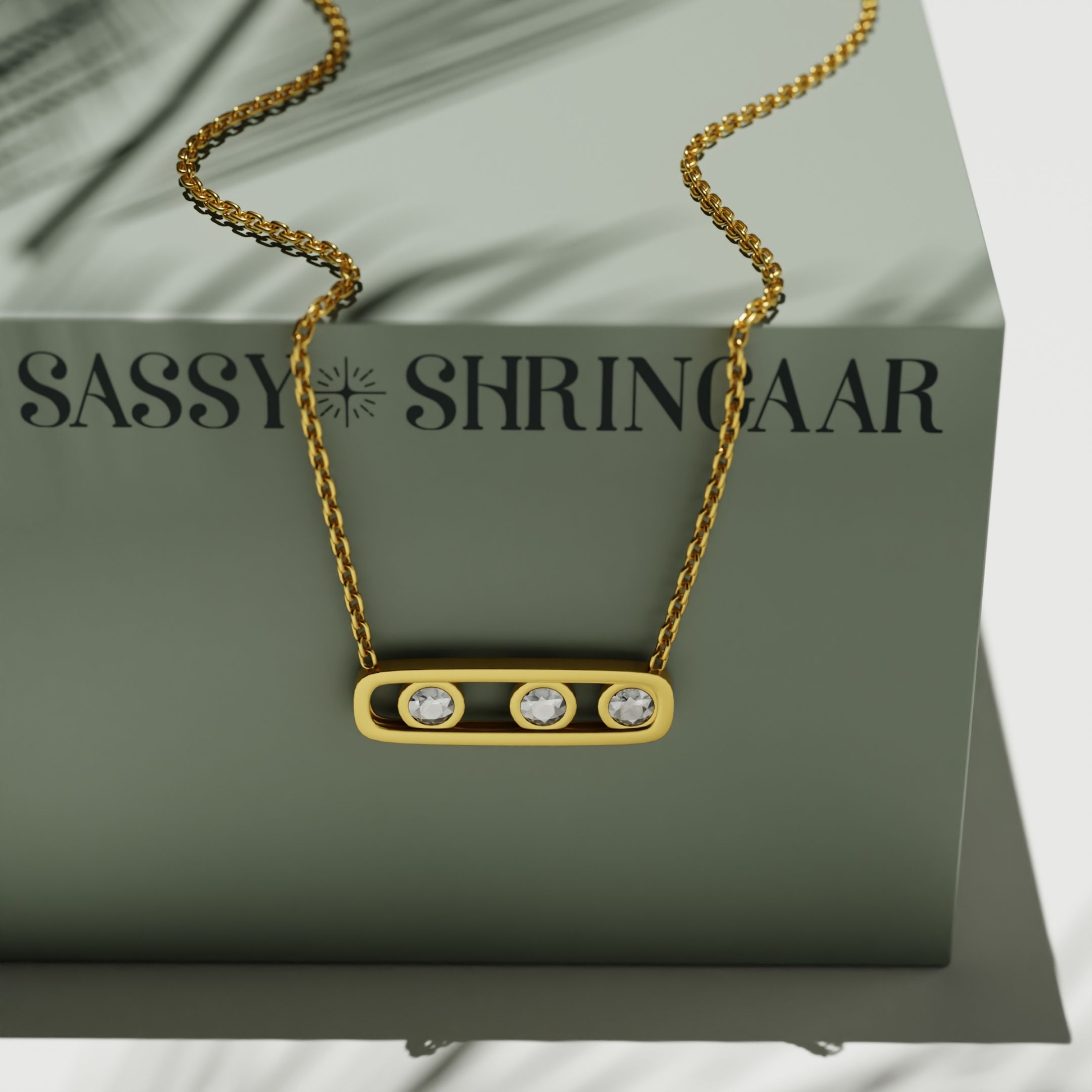 Minimalist Bar Necklace with Crystal Accents