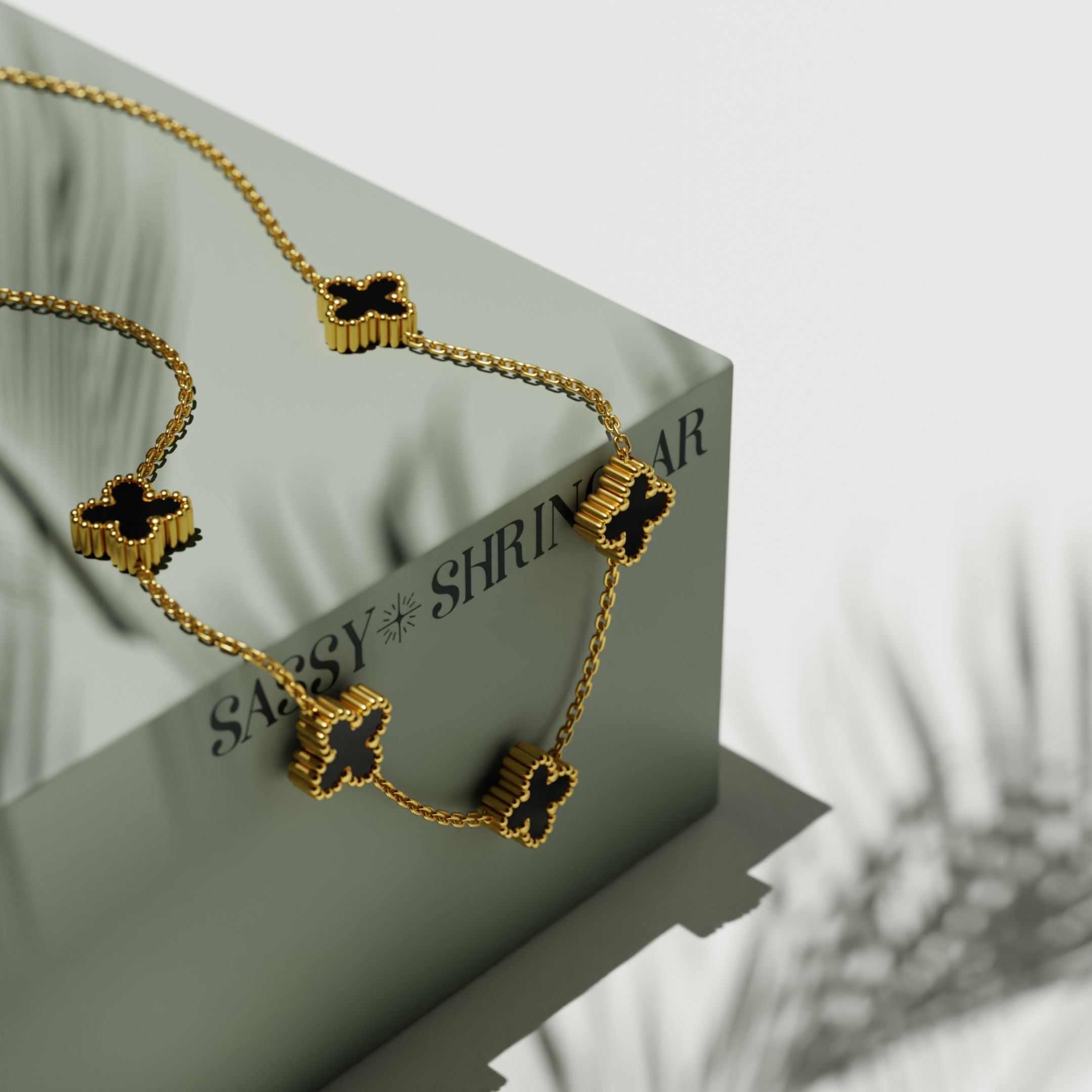 Black Clover Charm Necklace