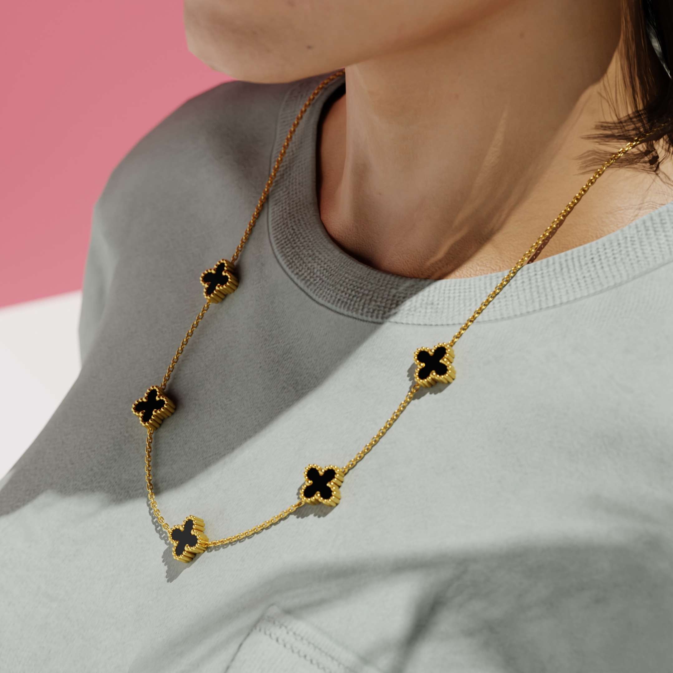Black Clover Charm Necklace