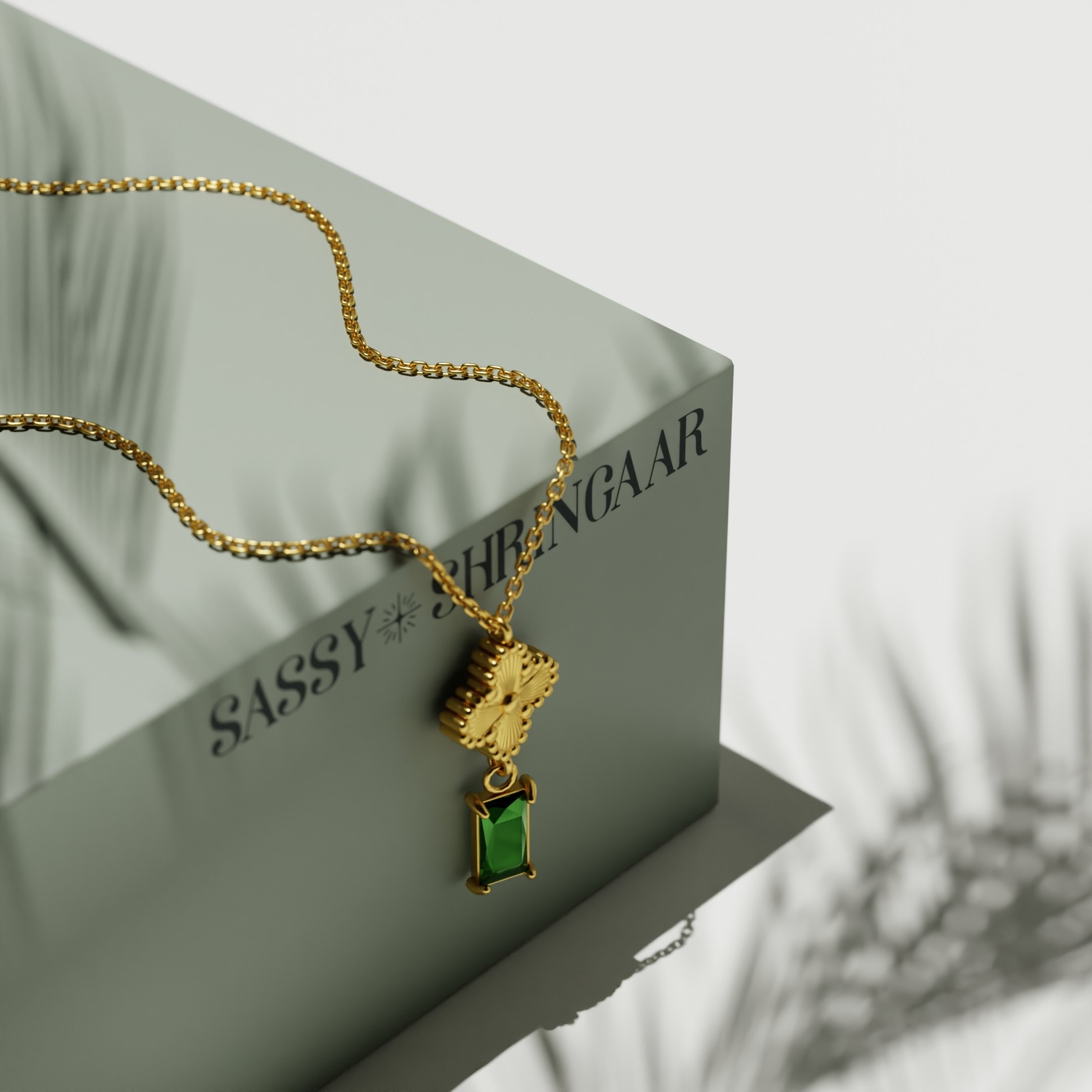 Emerald Elegance Clover Necklace
