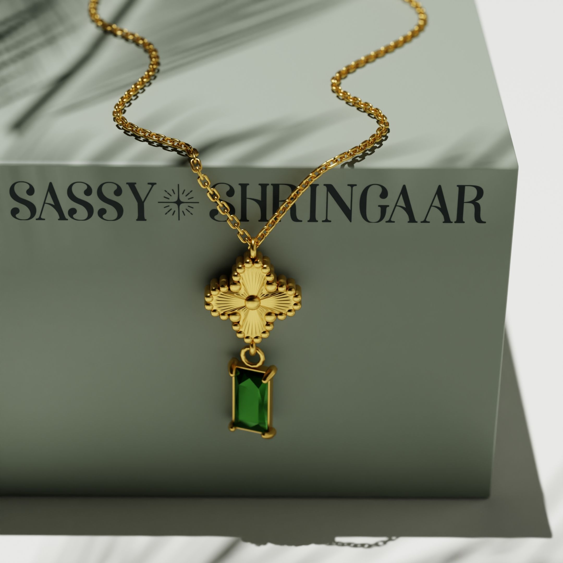 Emerald Elegance Clover Necklace
