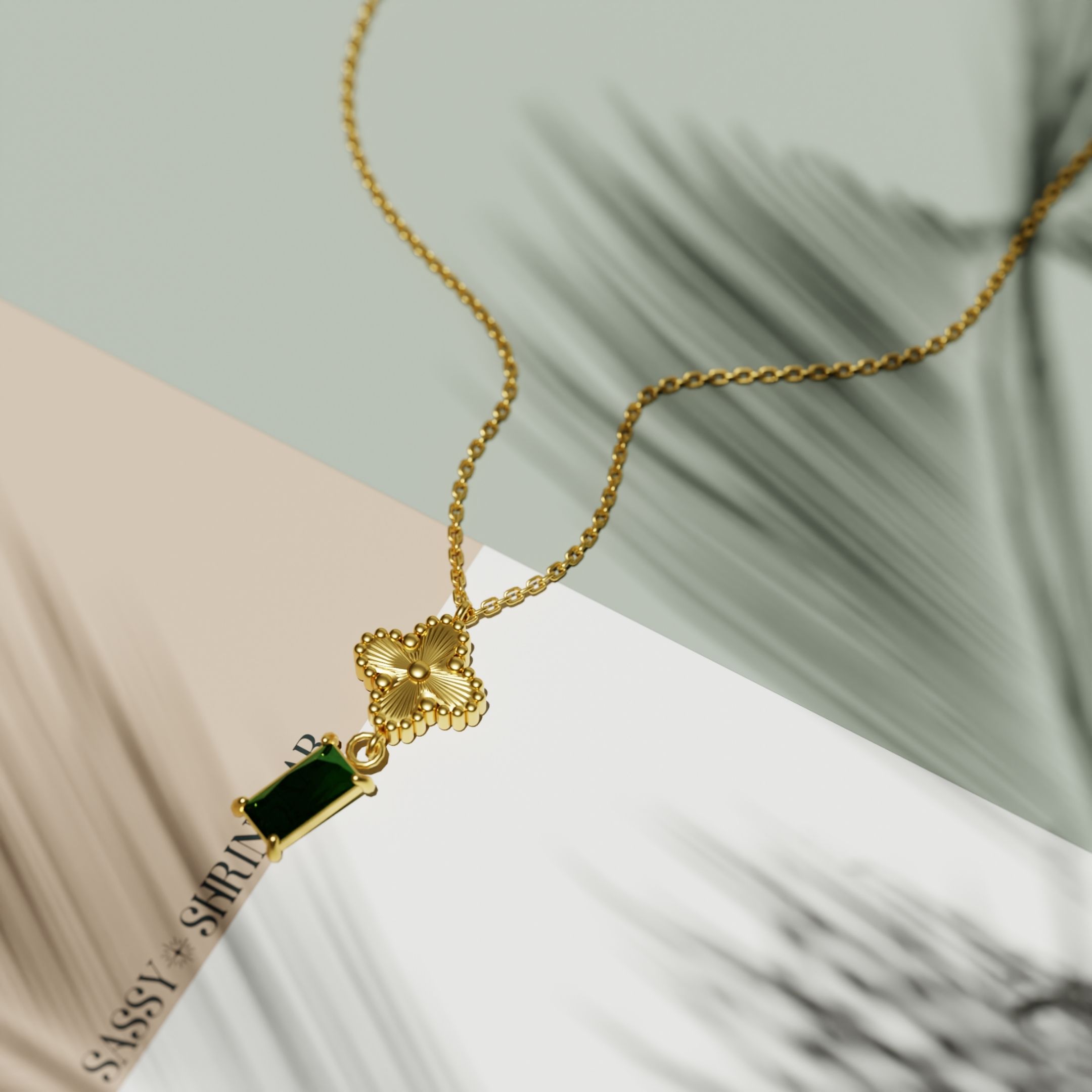 Emerald Elegance Clover Necklace