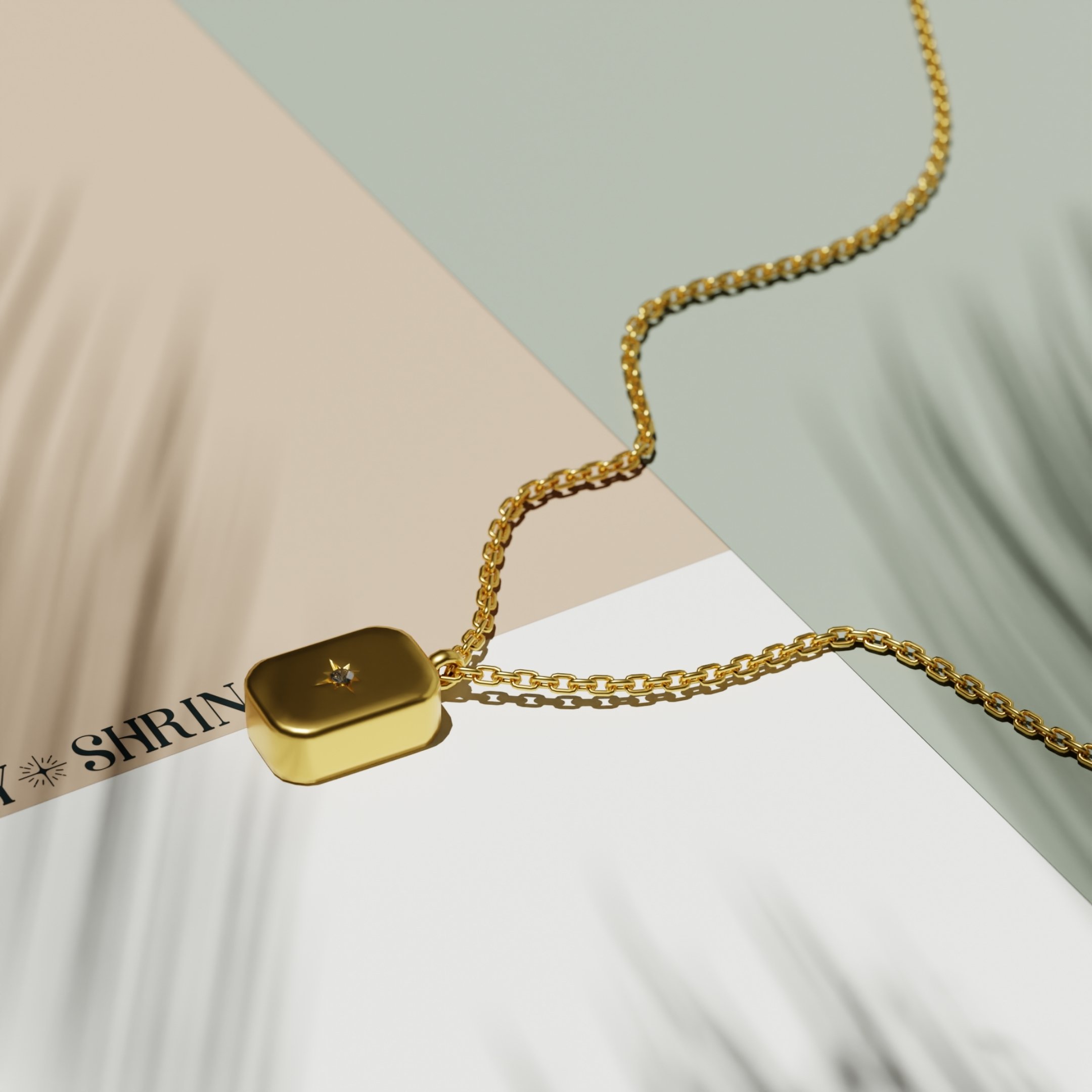 Radiant Sunburst Rectangle Pendant Necklace