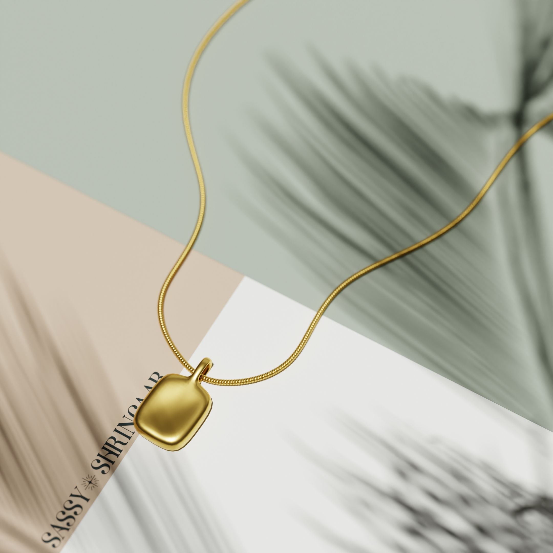 Bold Gold Nugget Pendant Necklace 