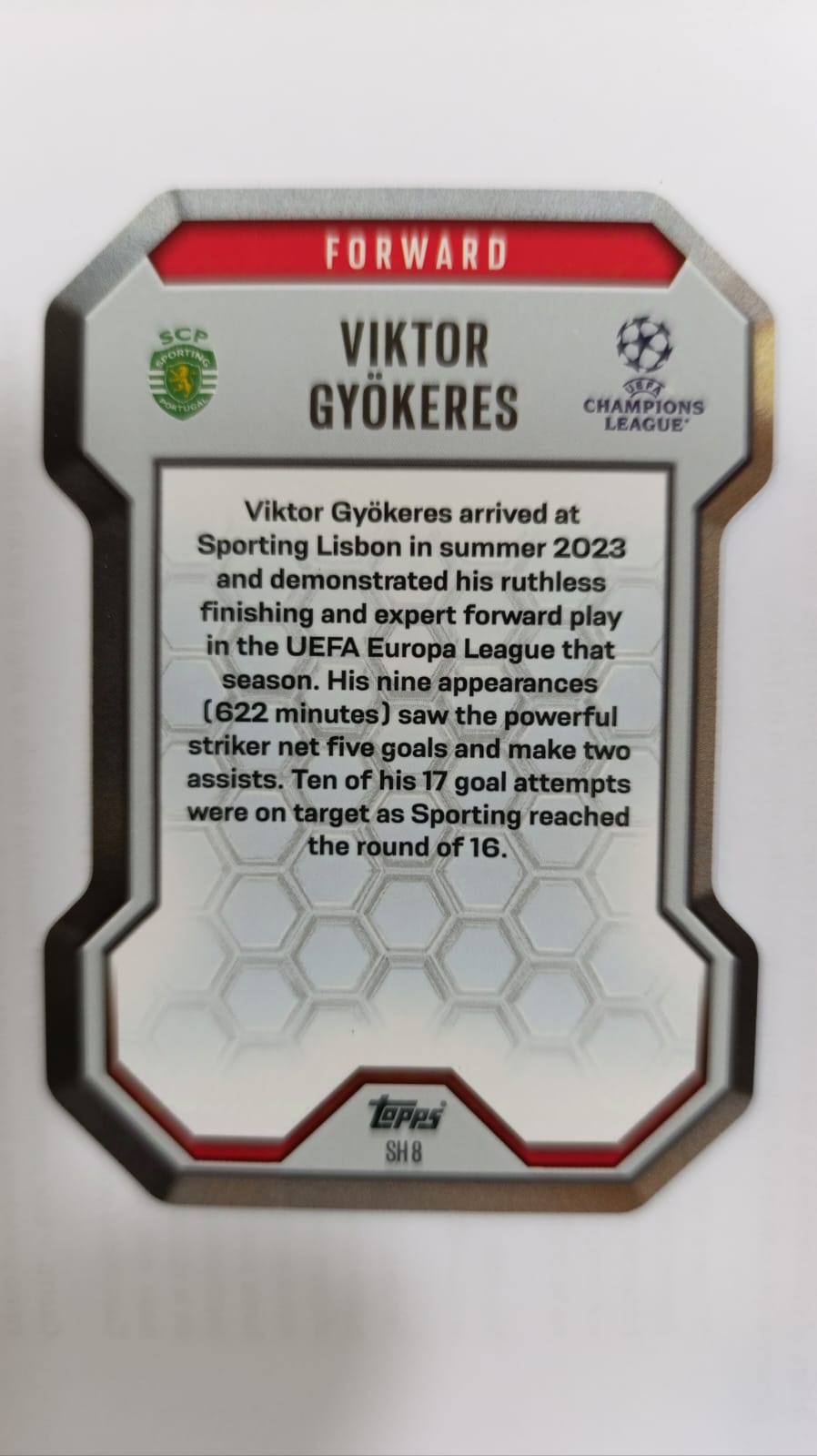 card VIKTOR GYÖKERES de TOPPS SH 8