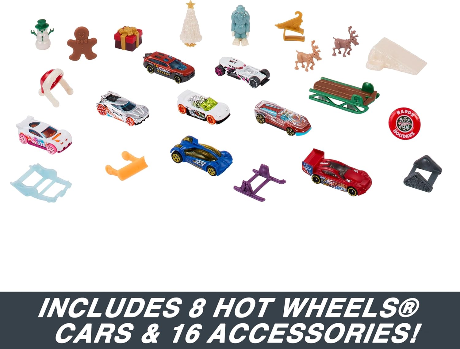  Hot Wheels Calendario de adviento Coches de Juguete y Accesorios Sorpresa, (Mattel HKL74)