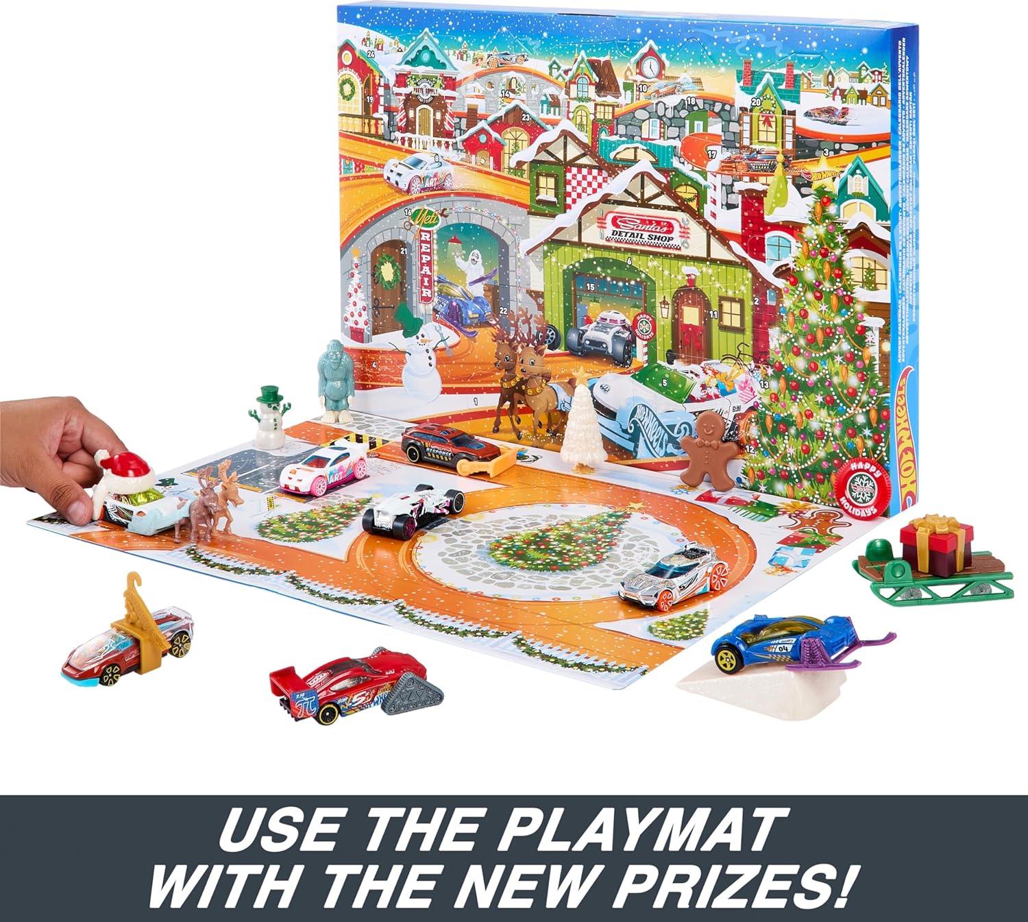  Hot Wheels Calendario de adviento Coches de Juguete y Accesorios Sorpresa, (Mattel HKL74)