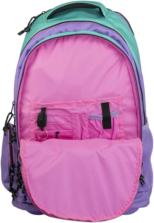 MILAN Mochila con ruedas 6 cremalleras (25 l) Sunset, lila-turquesa, 625601SNPR