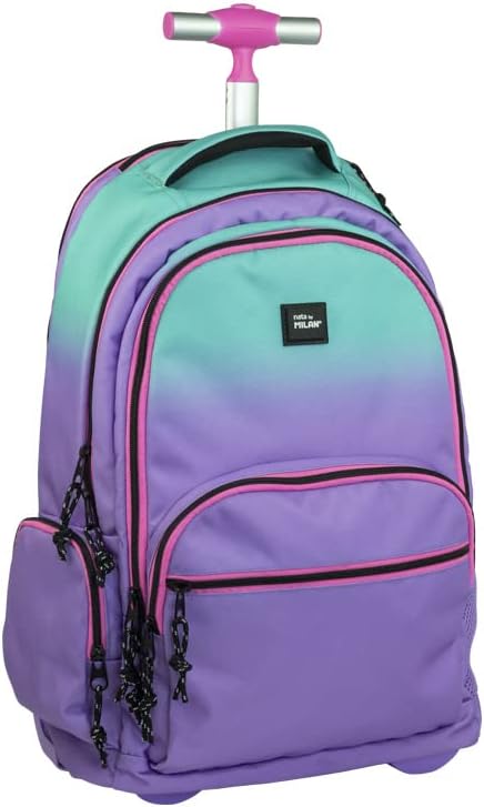 MILAN Mochila con ruedas 6 cremalleras (25 l) Sunset, lila-turquesa, 625601SNPR