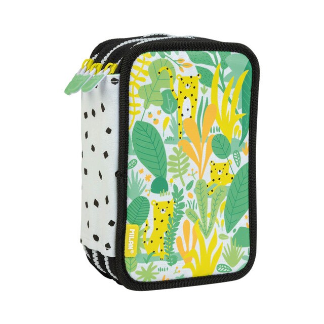  MILAN Plumier 3 pisos con contenido Hide & Seek MILAN verde (leopardo)