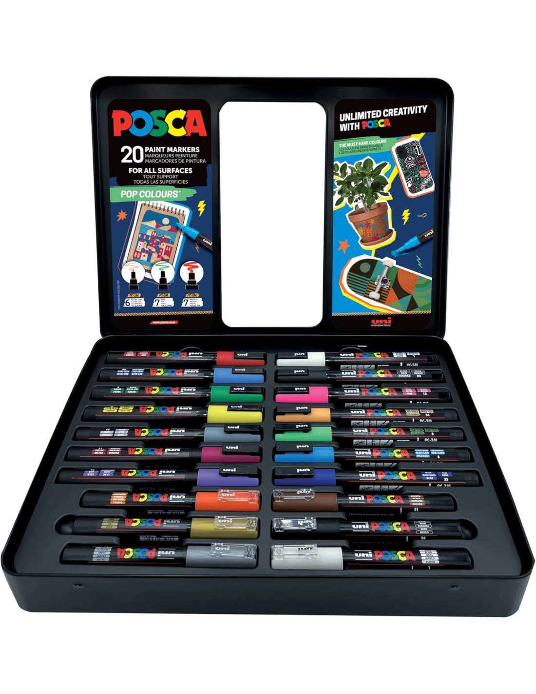 Maleta 20 Rotuladores POSCA Pop Colours
