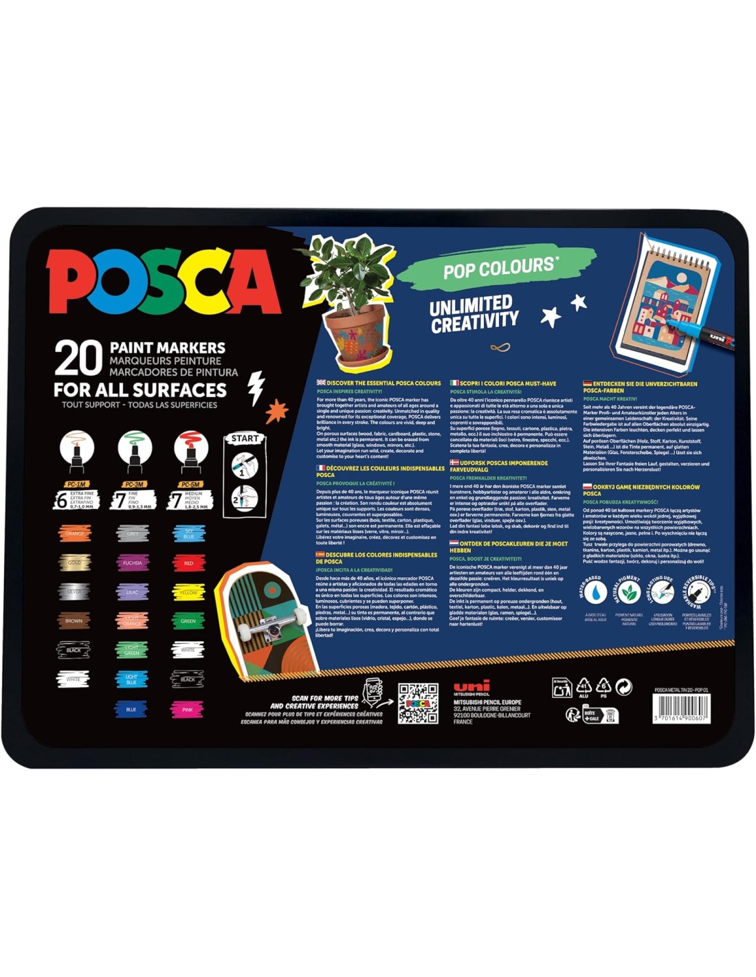 Maleta 20 Rotuladores POSCA Pop Colours