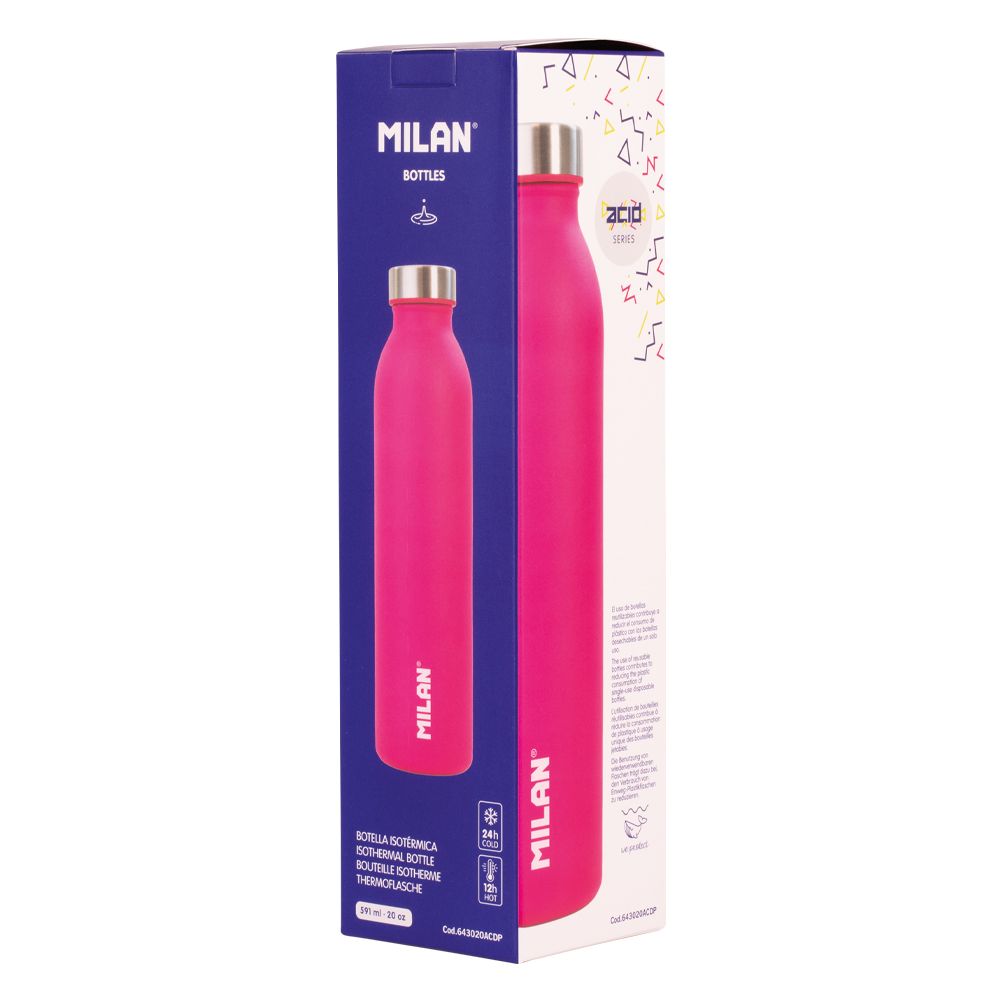 Botella isotérmica de acero inoxidable 0,59 L serie Acid, rosa by MILAN
