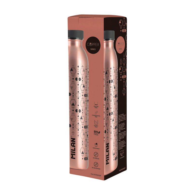 Botella isotérmica de acero inoxidable 0,59 L serie Copper, negro by MILAN