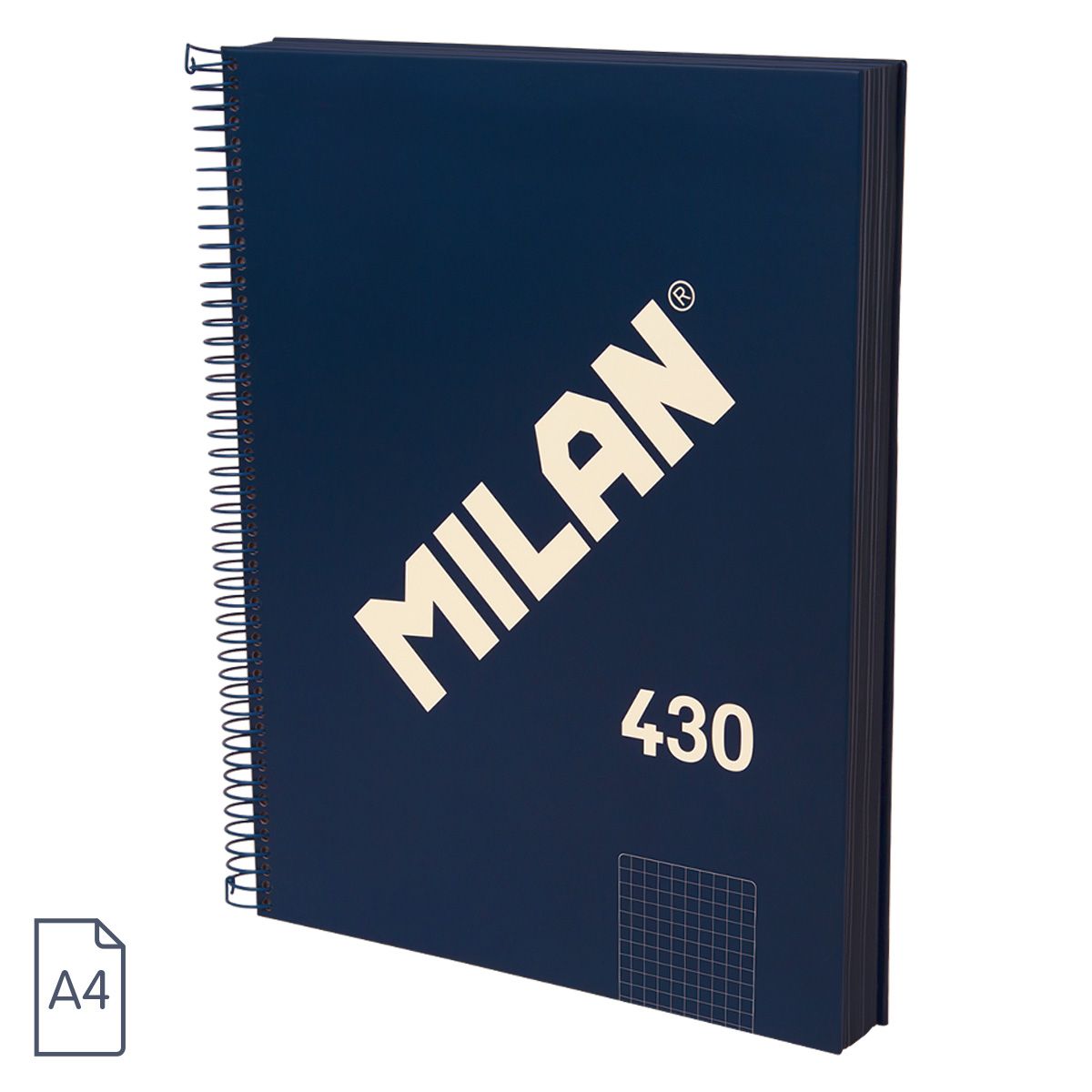 Cuaderno A4 con espiral y tapa dura, papel cuadriculado (5 x 5 mm), 120hojas de 95 gr/m², colección 430 by MILAN