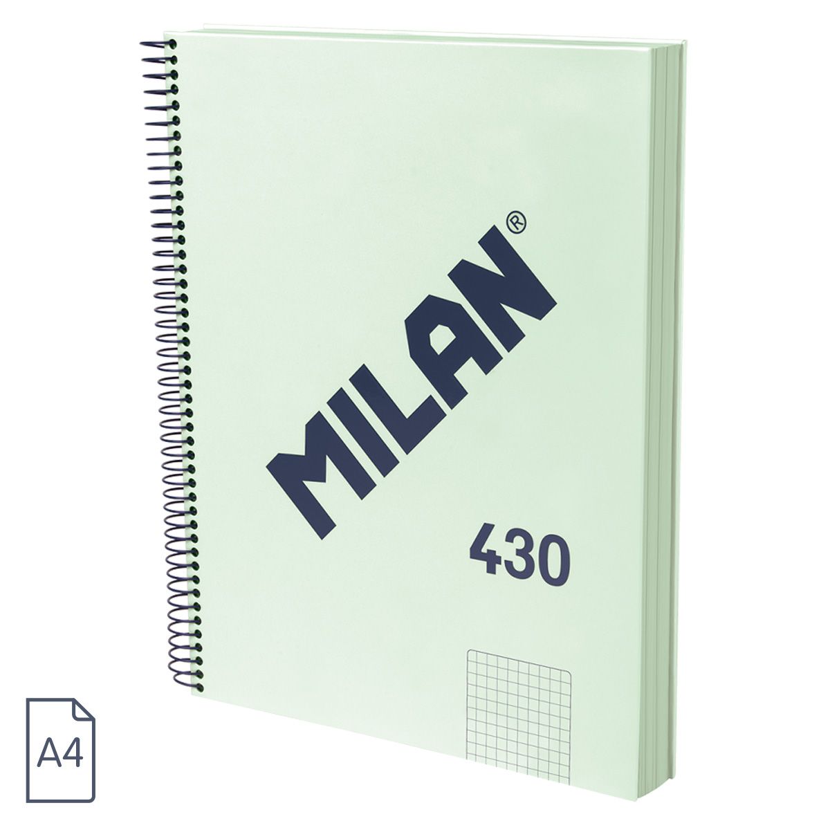 Cuaderno A4 con espiral y tapa dura, papel cuadriculado (5 x 5 mm), 120hojas de 95 gr/m², colección 430 by MILAN