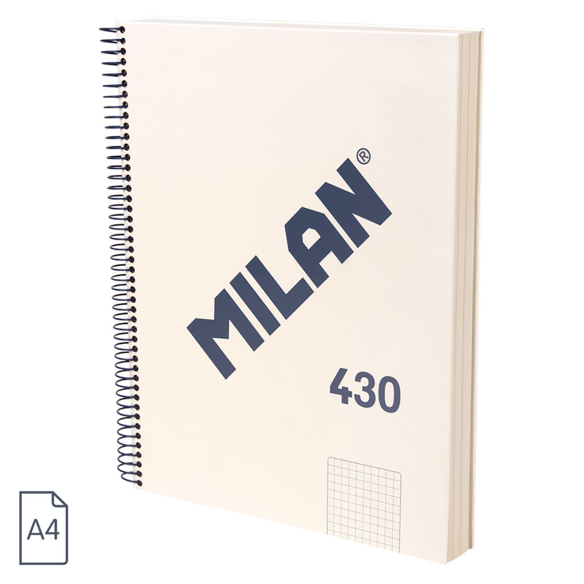 Cuaderno A4 con espiral y tapa dura, papel cuadriculado (5 x 5 mm), 120hojas de 95 gr/m², colección 430 by MILAN