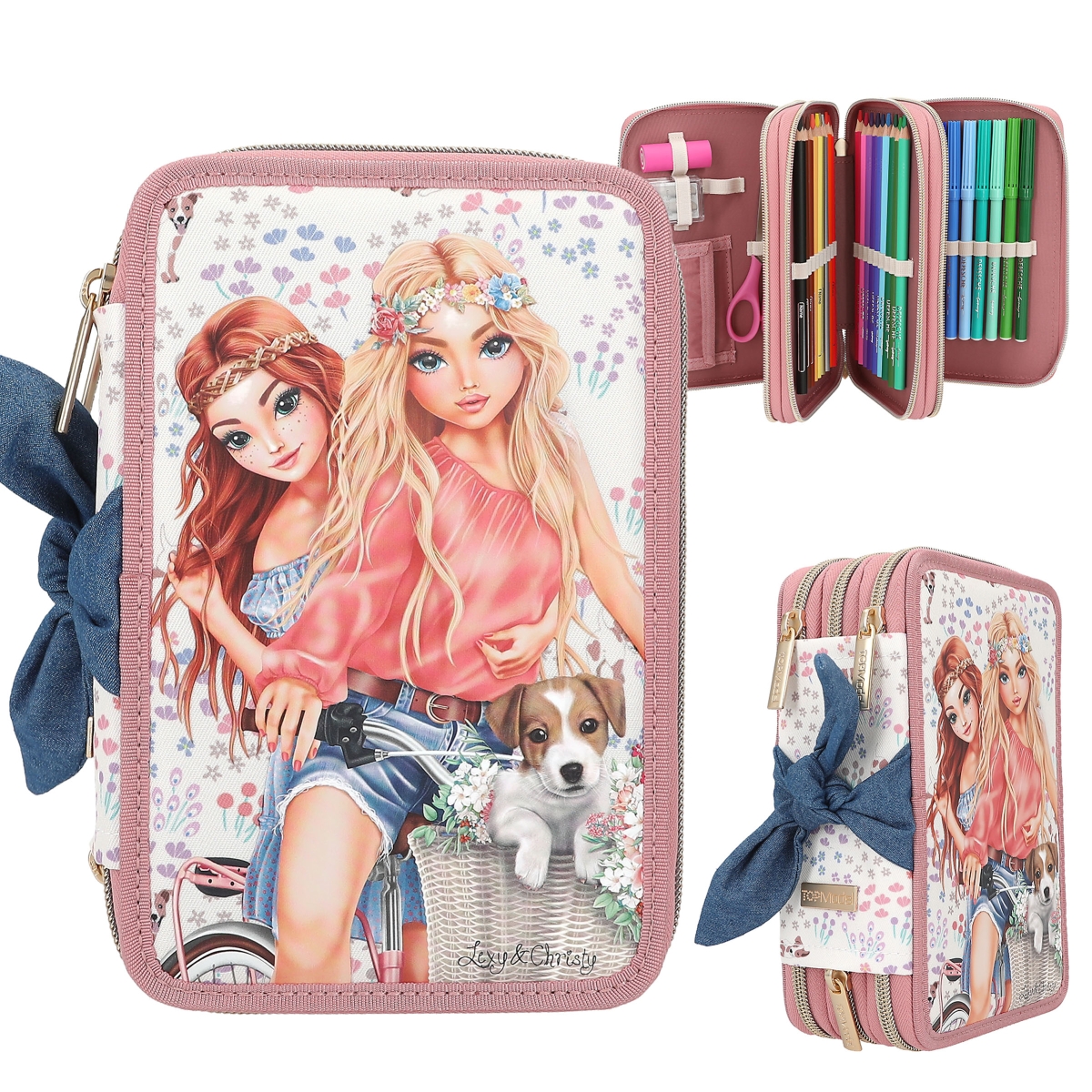 TOPModel estuche triple VELO FLEUR